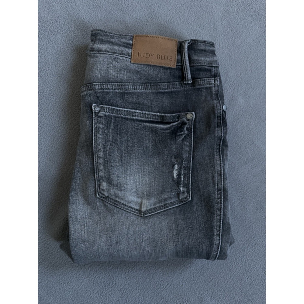 Judy Blue Womens Jeans 30x28 Gray Slim Fit Straight Charcoal Wash Mid Rise